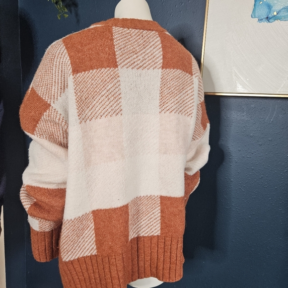 A New Day Plus Size Plaid Crewneck Pullover Sweater - Rust Brown/Pink/Cream - Picture 9 of 13
